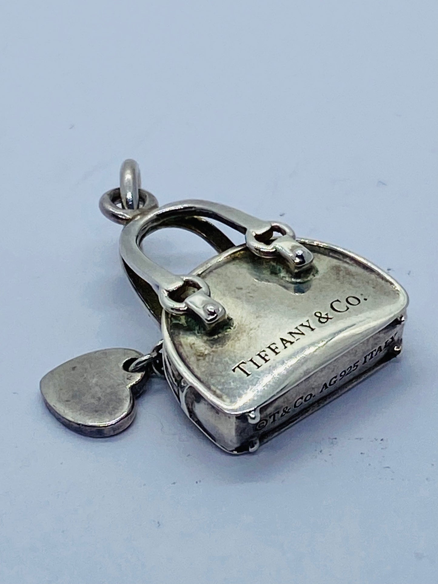 Tiffany & Co. Sterling Silver Handbag and Enamel Heart Italy Charm Pendant