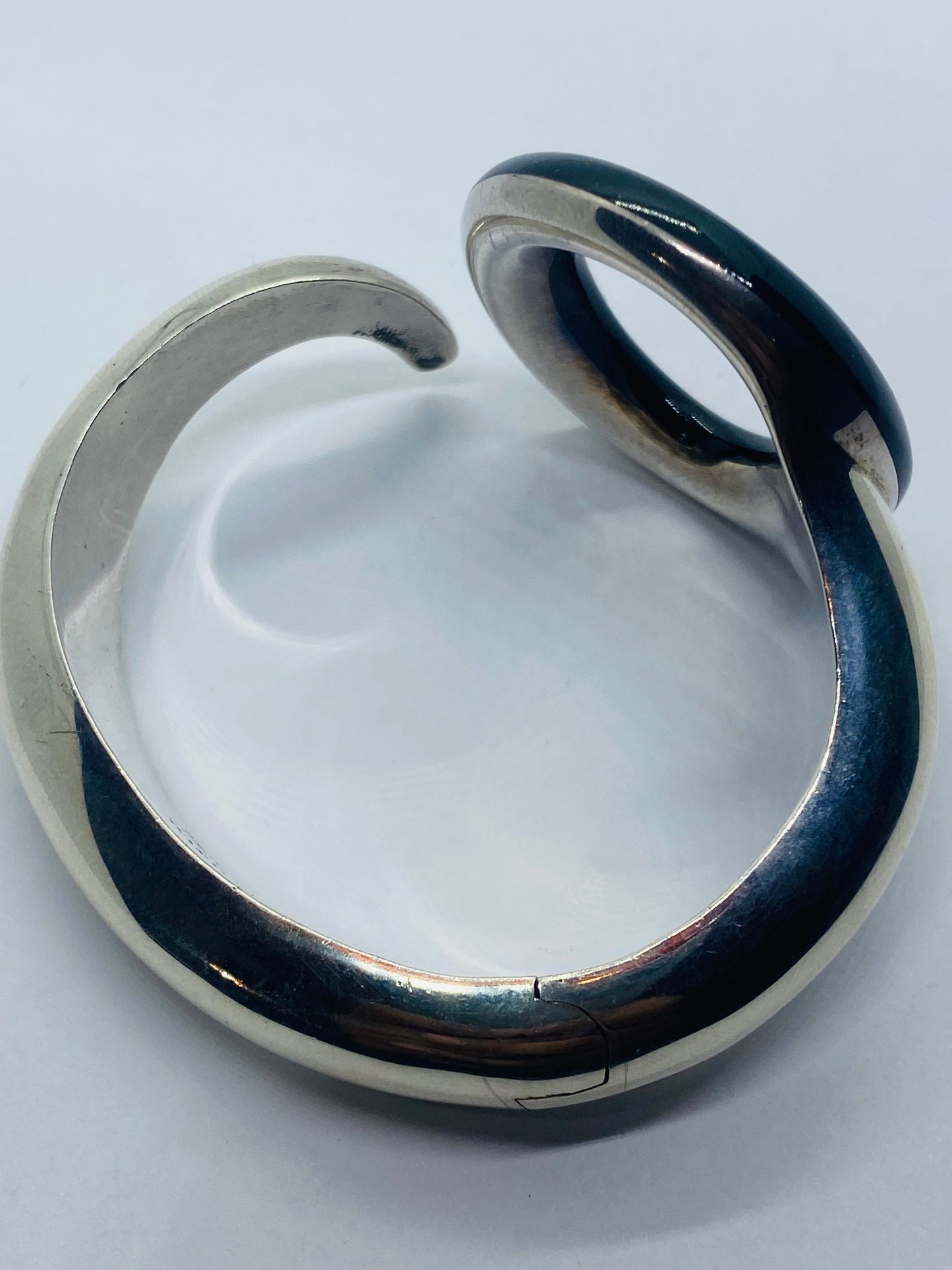Tiffany & Co Silver Peretti Black Jade Sevillana Bangle Bracelet Small Wrist