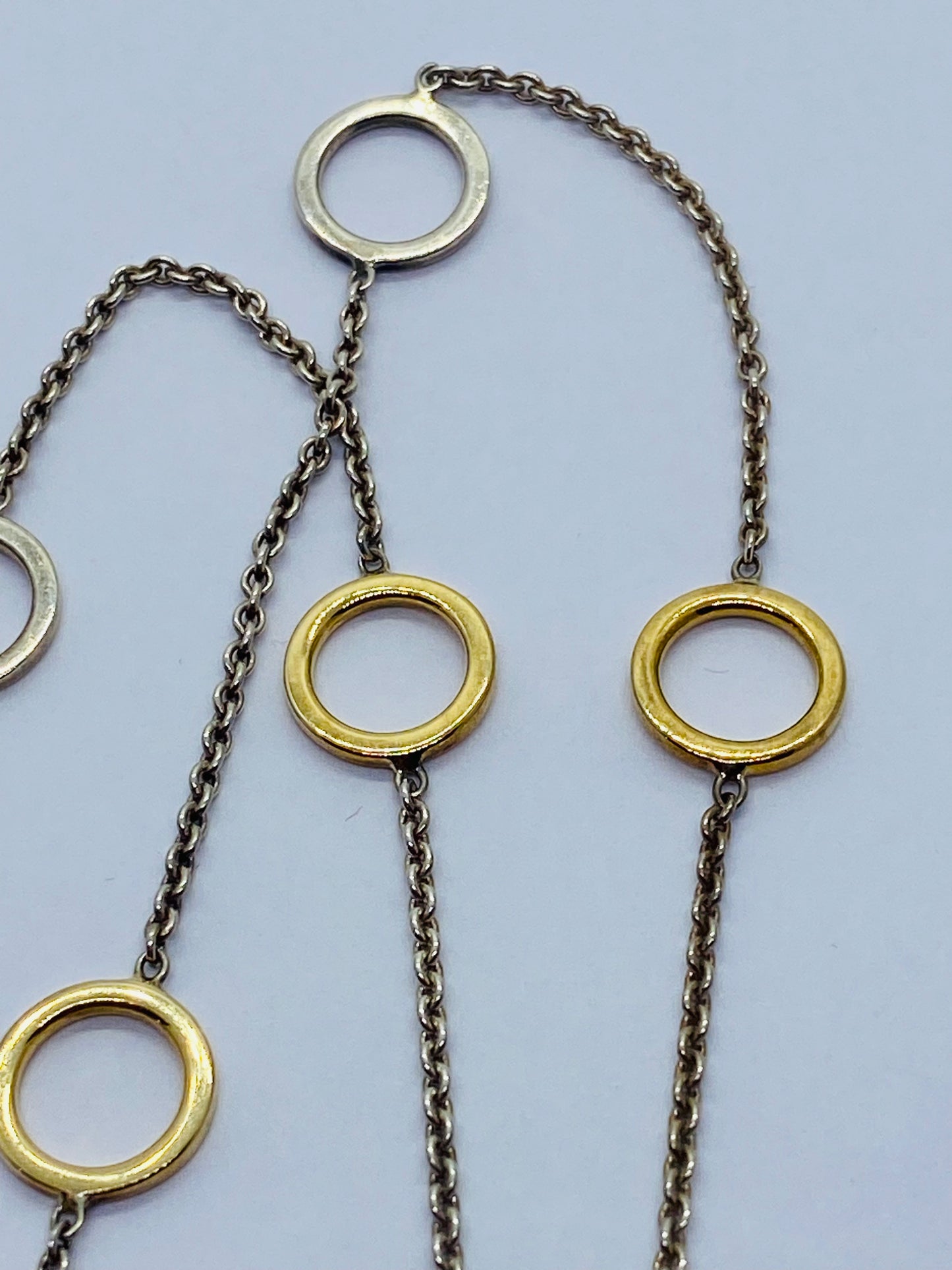 Tiffany Co Lariat 18K 925 Circle Necklace 15.75"