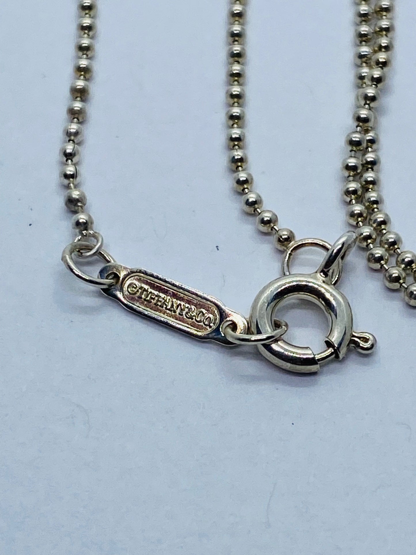 Tiffany Co Sterling Silver 1mm Beaded Necklace Chain 28.75”