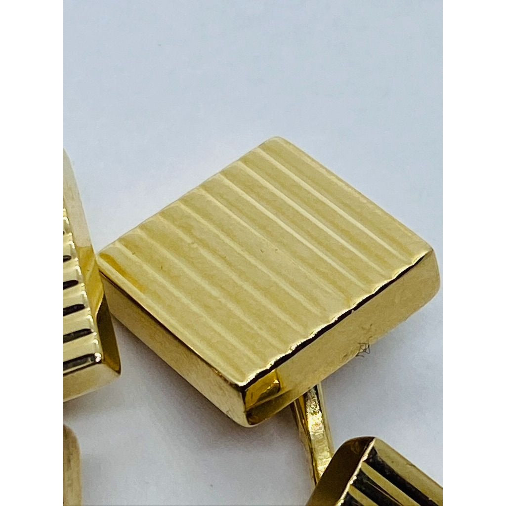 Tiffany and Co 14K Yellow Gold Square Cufflinks Ribbed Design