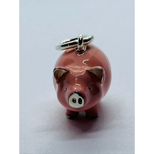 Tiffany & Co Pink Enamel Pig Piggy Charm Pendant 925 Retired