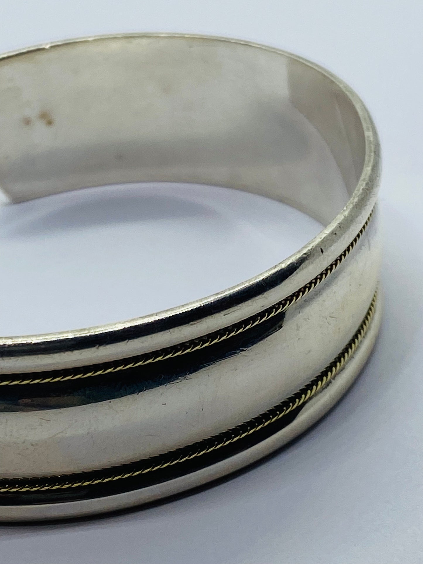 Tiffany & Co. Authentic Sterling Silver & 18k Gold Rope Cuff Bracelet 6.75”