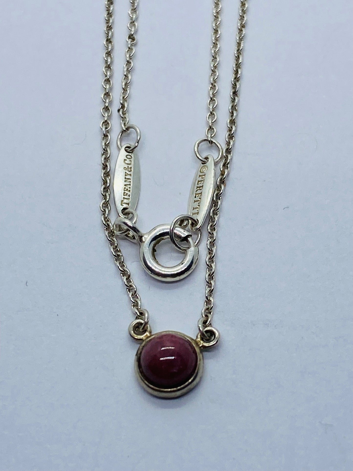 Tiffany & Co. Rhodonite Colors by the Yard Necklace 16” Elsa Peretti Silver