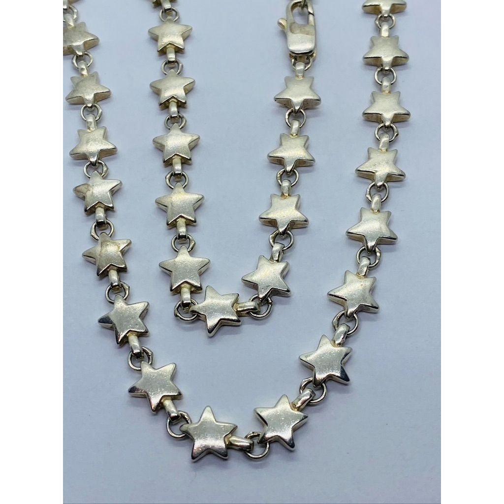Tiffany & Co. Sterling Silver Chain of Stars Link Necklace 16" Long