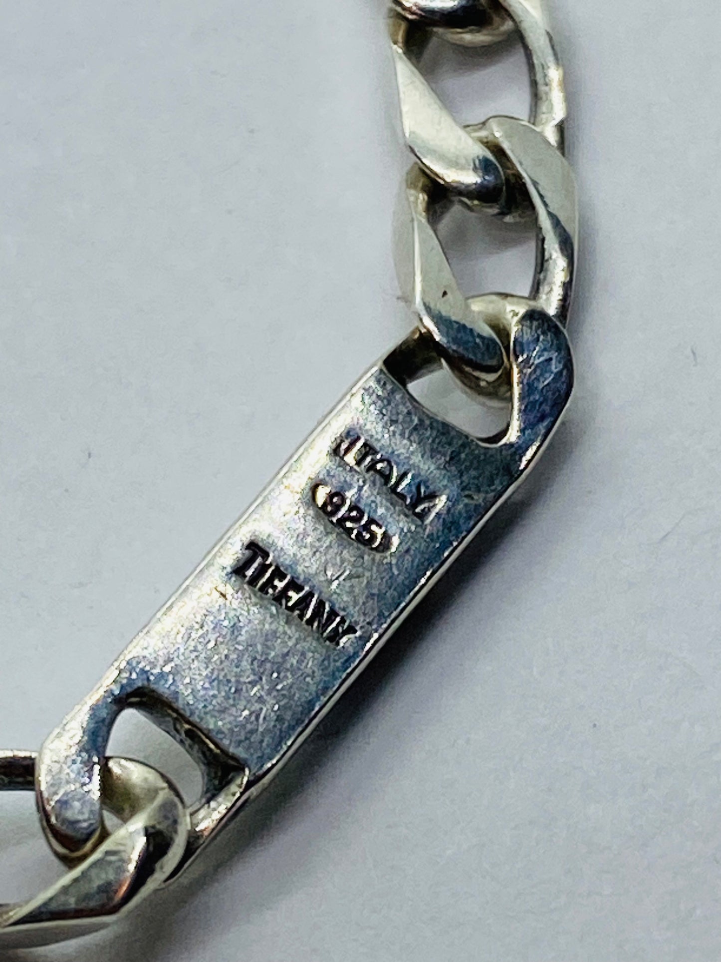 Tiffany & Co. 925 Sterling Silver Italy Bar Flat Link Bracelet 4MM Wide 7.25”