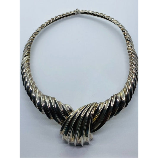 Tiffany & Co Very Rare Ribbed Collar Necklace Sterling Silver 17" Vintage READ