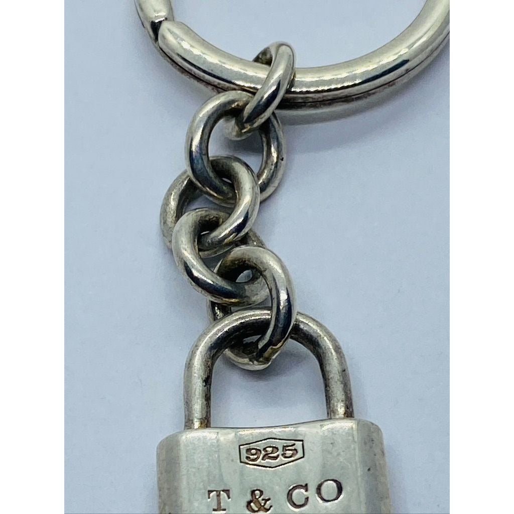 Tiffany Co Sterling Silver 1837 Padlock Charm on Keychain 2.5"