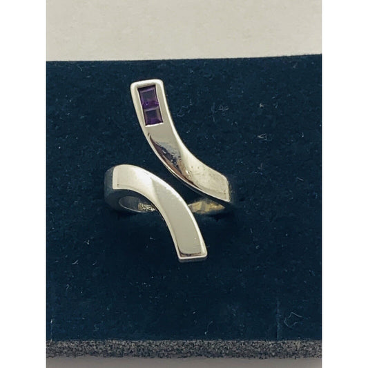 Gucci Amethyst Square Cut Sterling Silver Twirl Ring SIZE 6