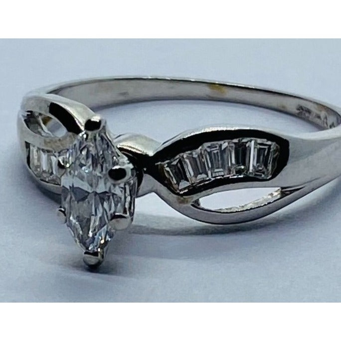 14K White Gold Engagement Ring .45 TCW Size 5.5