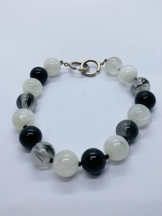 Tiffany & Co Paloma Picasso Sterling Silver Quartz Moonstone Onyx Bead Bracelet