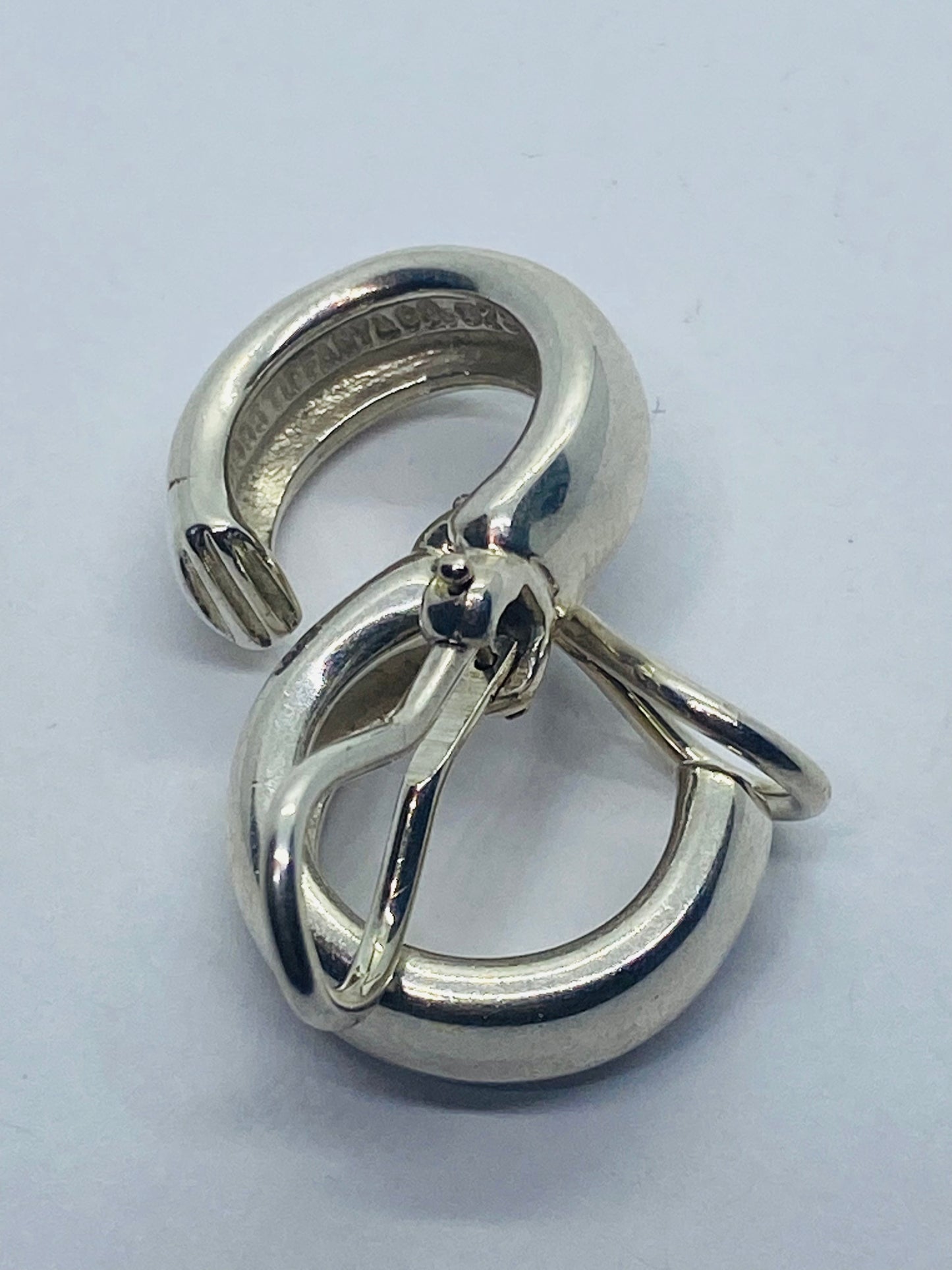 Tiffany & Co Vintage Hoop Huggie Clip on Earrings in Sterling Silver 16MM