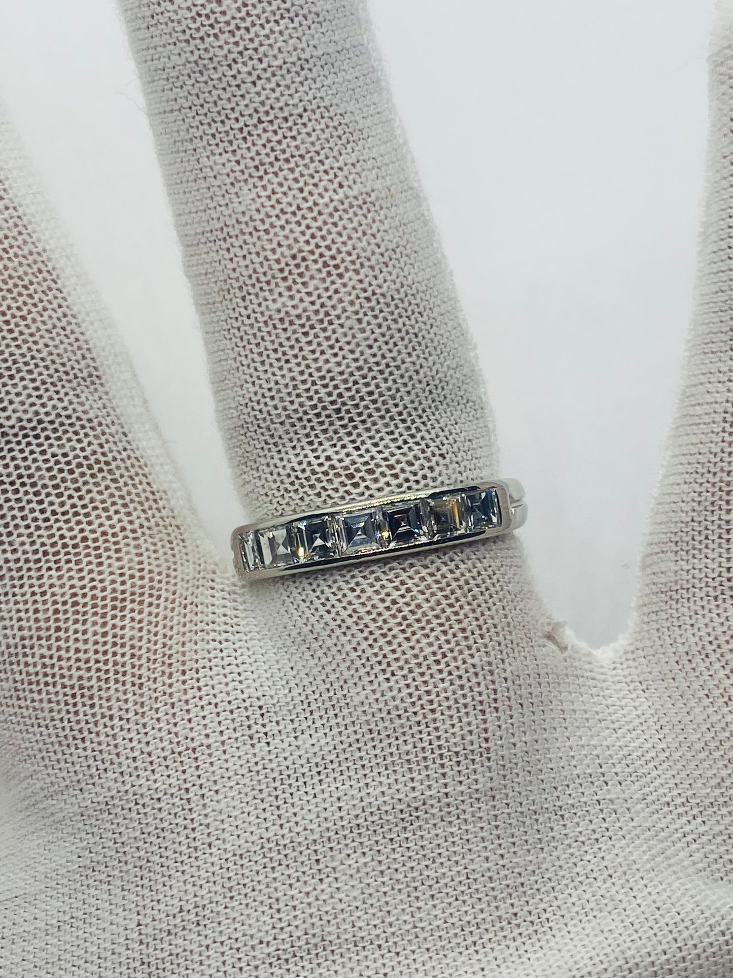 Tiffany & Co. 1.40CT  7 Diamond Platinum Square Cut Wedding Band Ring Size 9