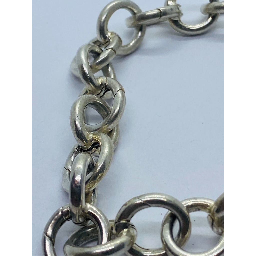Tiffany Co Italy Sterling Silver Round Circle Clasping Link 8" Bracelet
