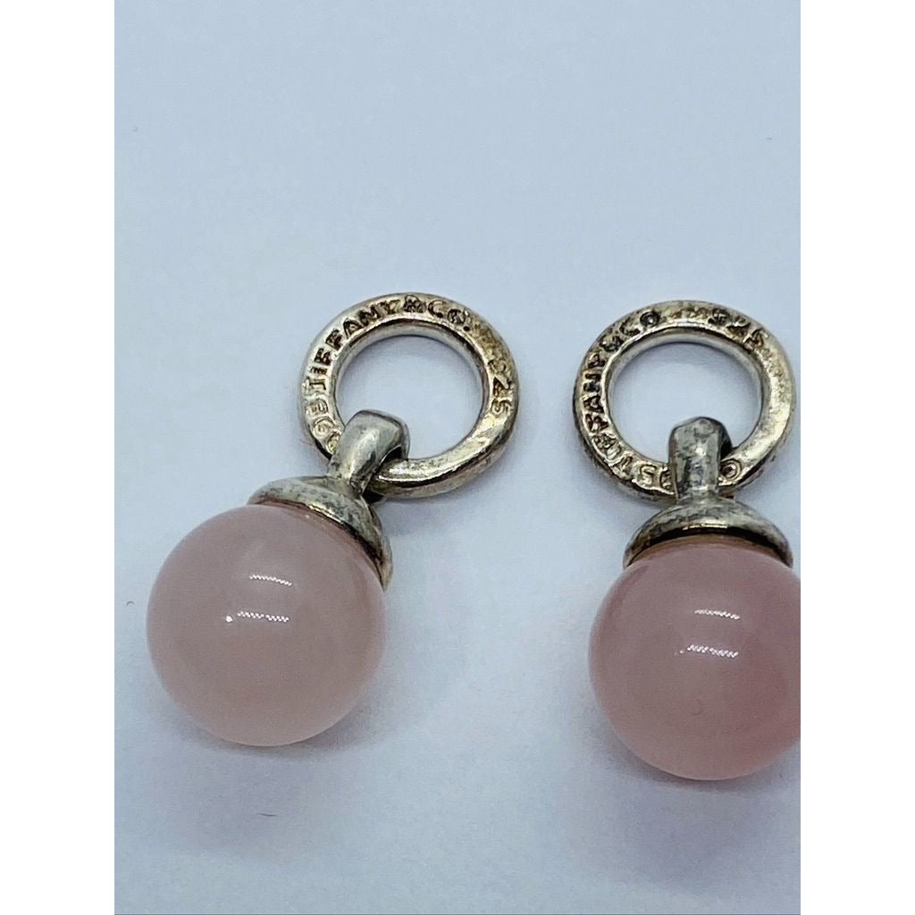 Tiffany & Co. Sterling Silver Rose Quartz Fascination Clip-On Earrings