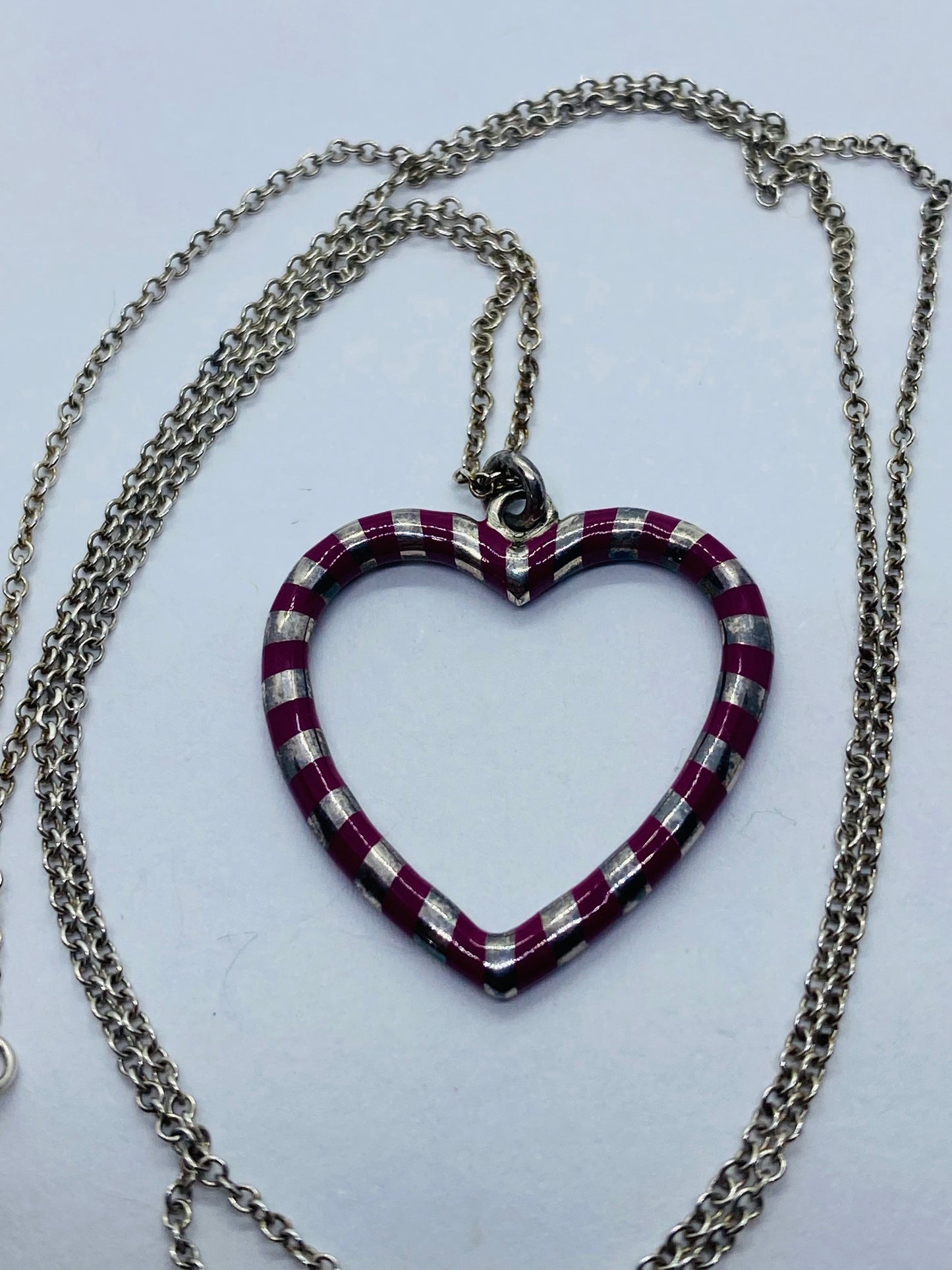 Tiffany & Co. Palina Purple Enamel Heart Silver Necklace