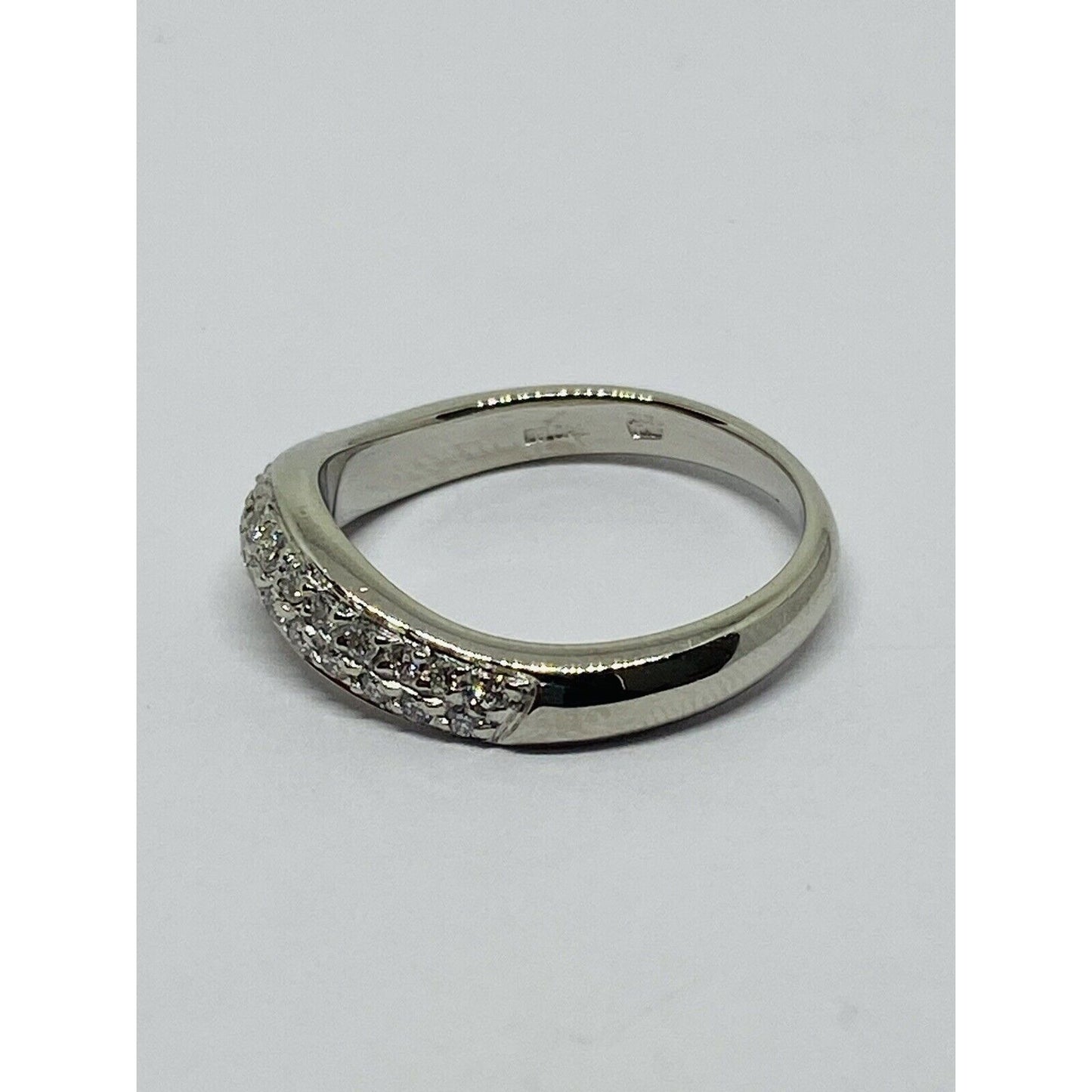 Bvlgari Platinum Diamonds Wave Ring Size 4 3MM WIDE