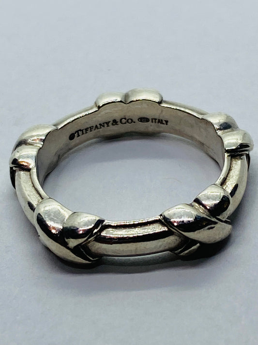 Tiffany & Co. Sterling Silver Signature X Stacking Ring Band Size 6.25 Retired