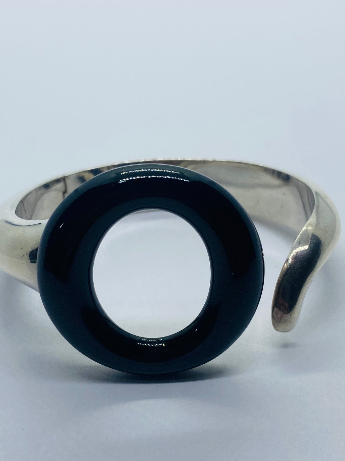 Tiffany & Co Silver Peretti Black Jade Sevillana Bangle Bracelet Small Wrist