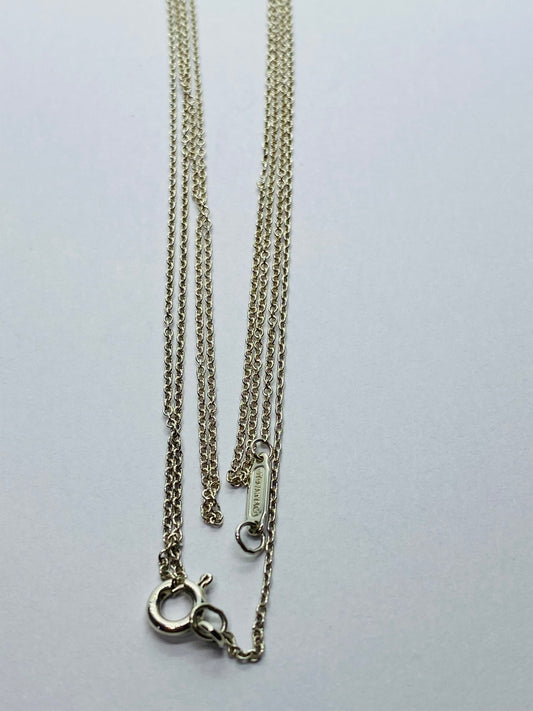 35"  Tiffany & Co Sterling Silver 1mm Link Chain Necklace with Lobster Clasp