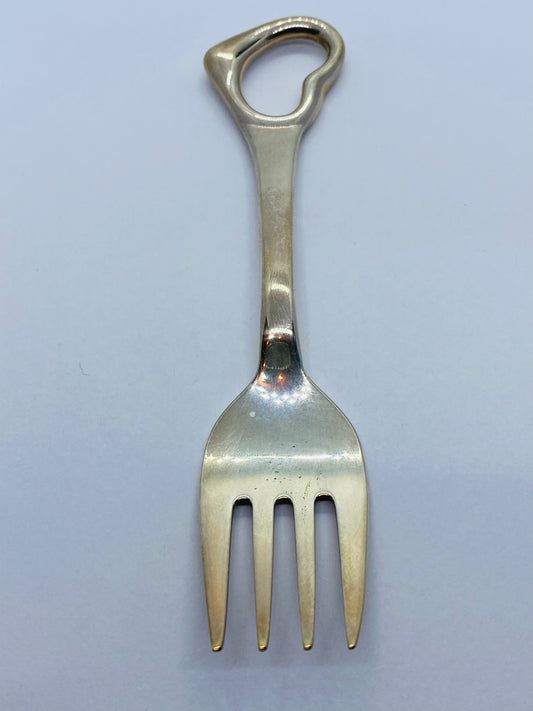 Tiffany & Co. Italy 925 Sterling 4"  Fork Elsa Perreti Open Heart With Box Pouch