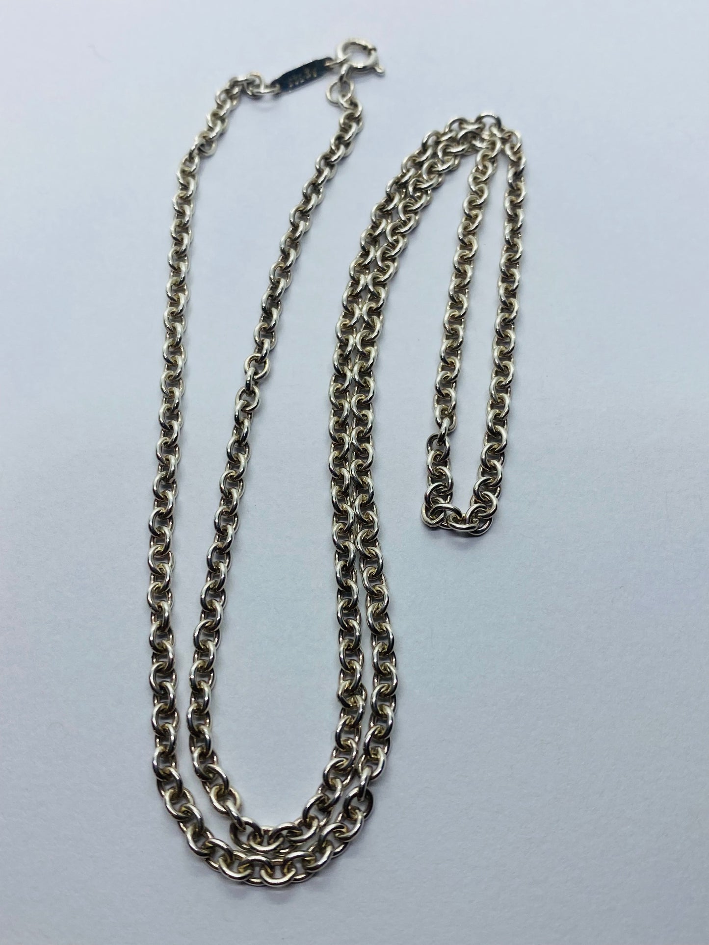 20” Tiffany & Co 3mm Large Link Rolo Chain Necklace in Sterling SilverPouch