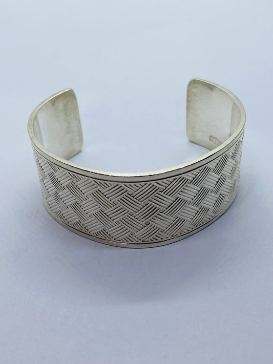 Authentic Tiffany Sterling Silver Basket Makers Cuff Bracelet