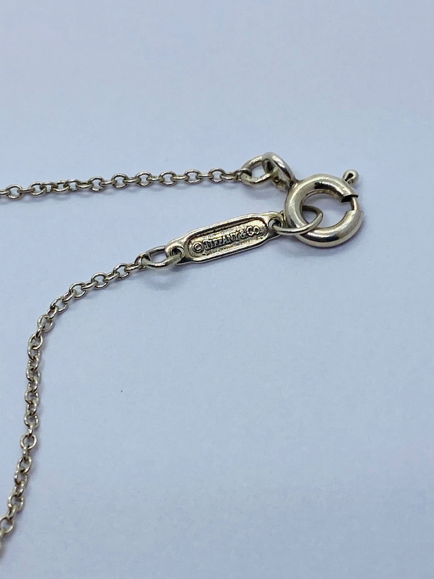Tiffany Letter A Large Alphabet Initial Disc Notes Pendant Chain Necklace 19.5”