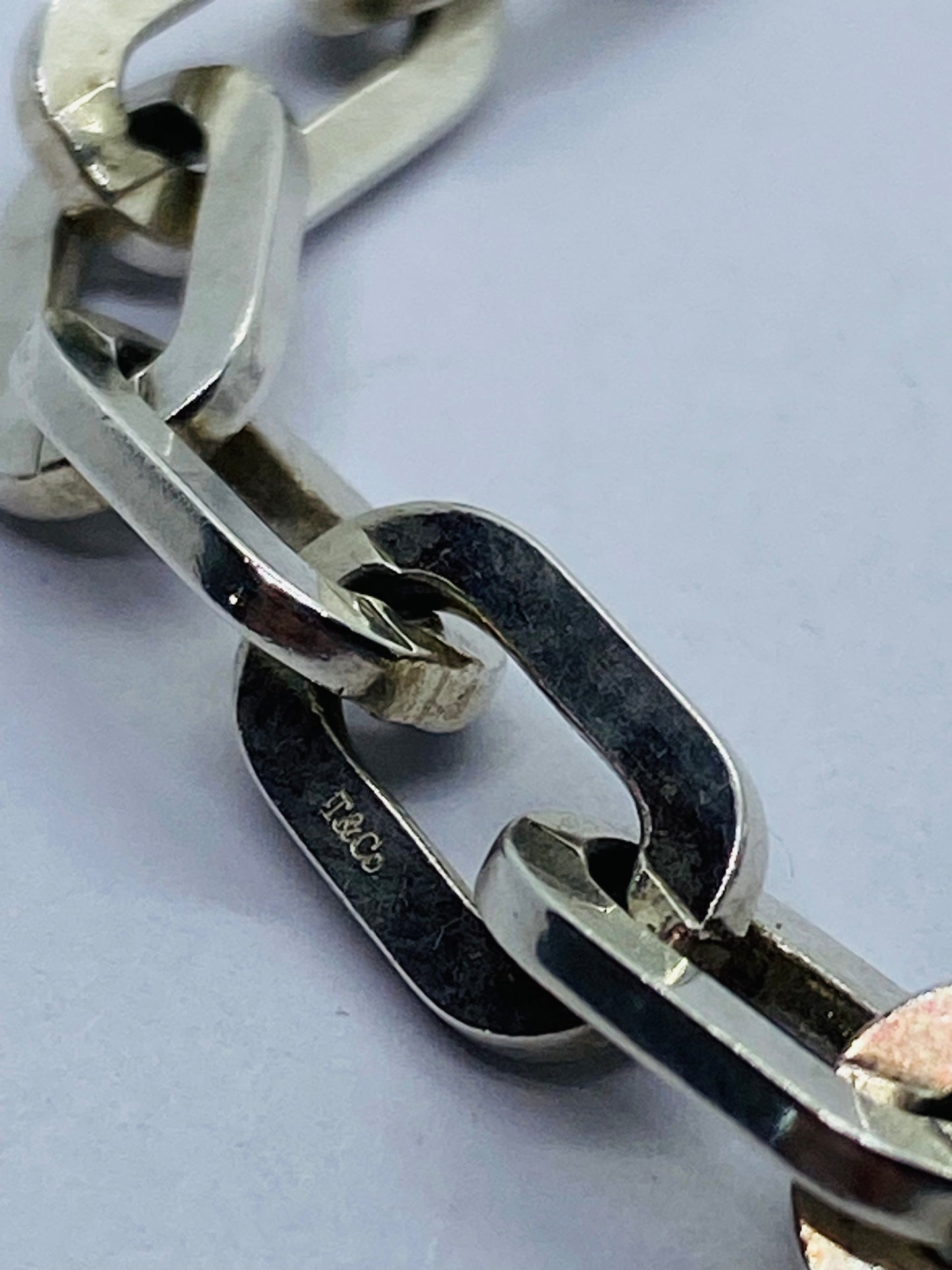 Tiffany & Co. Tiffany Ellipse Link Chain Silver Bracelet 7.5 long 7mm Wide