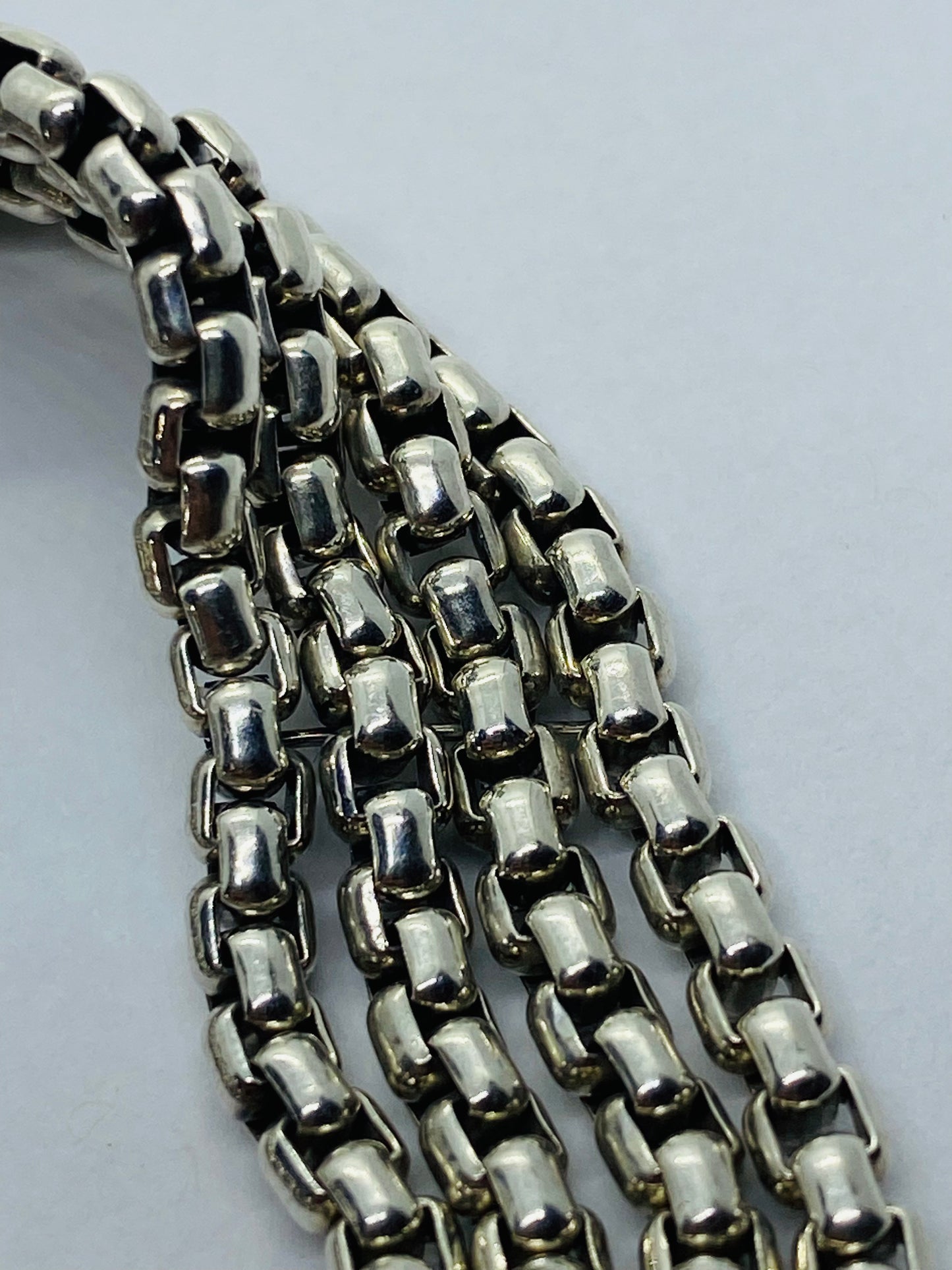 David Yurman 4 Strand 0.53ct Diamond " X " Sterling Silver Link Chain Bracelet