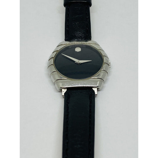 Movado 84 G4 1840 Riveli Ladies Black Dial Face 26MM Case Leather Band
