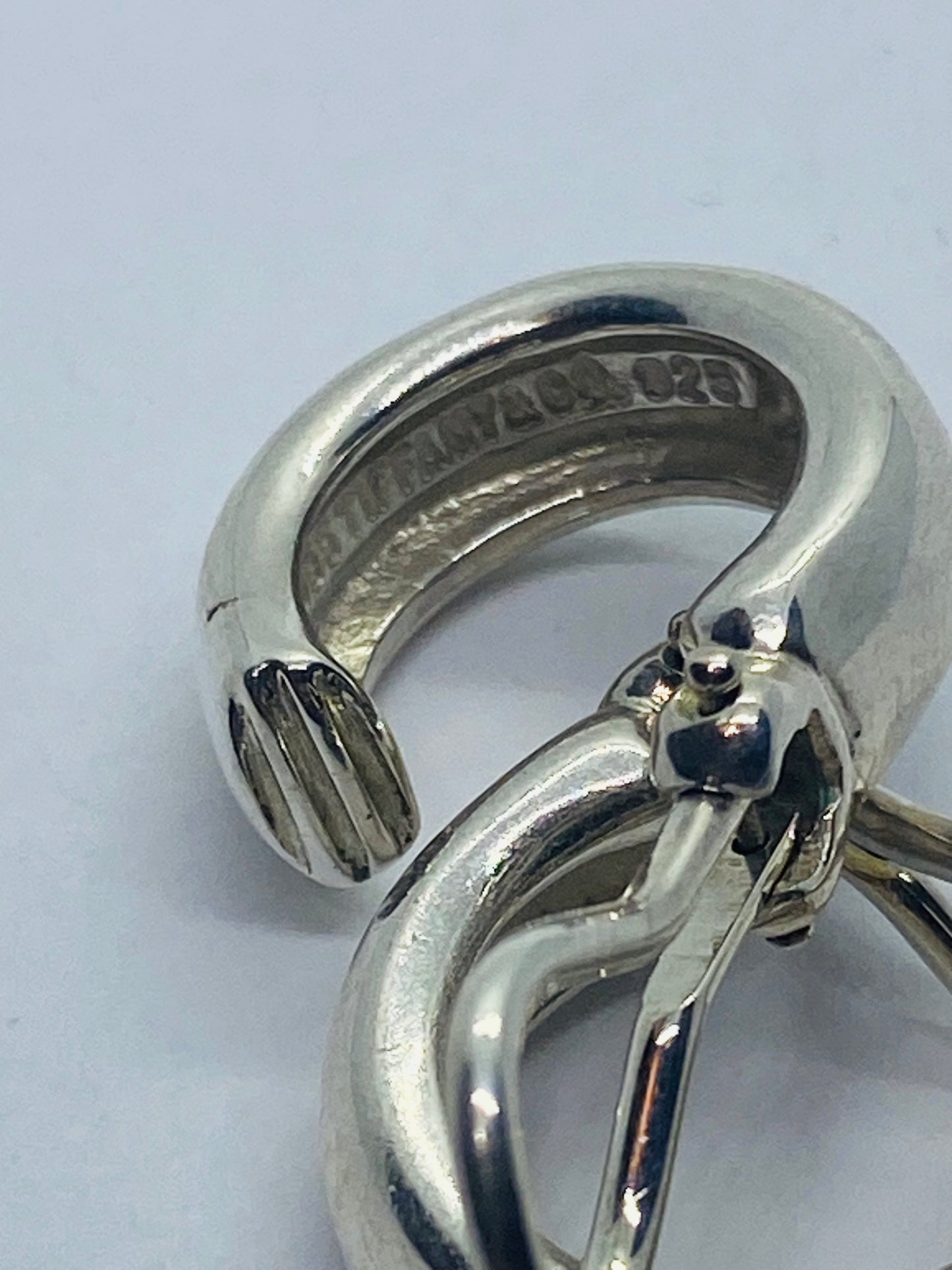Tiffany & Co Vintage Hoop Huggie Clip on Earrings in Sterling Silver 16MM