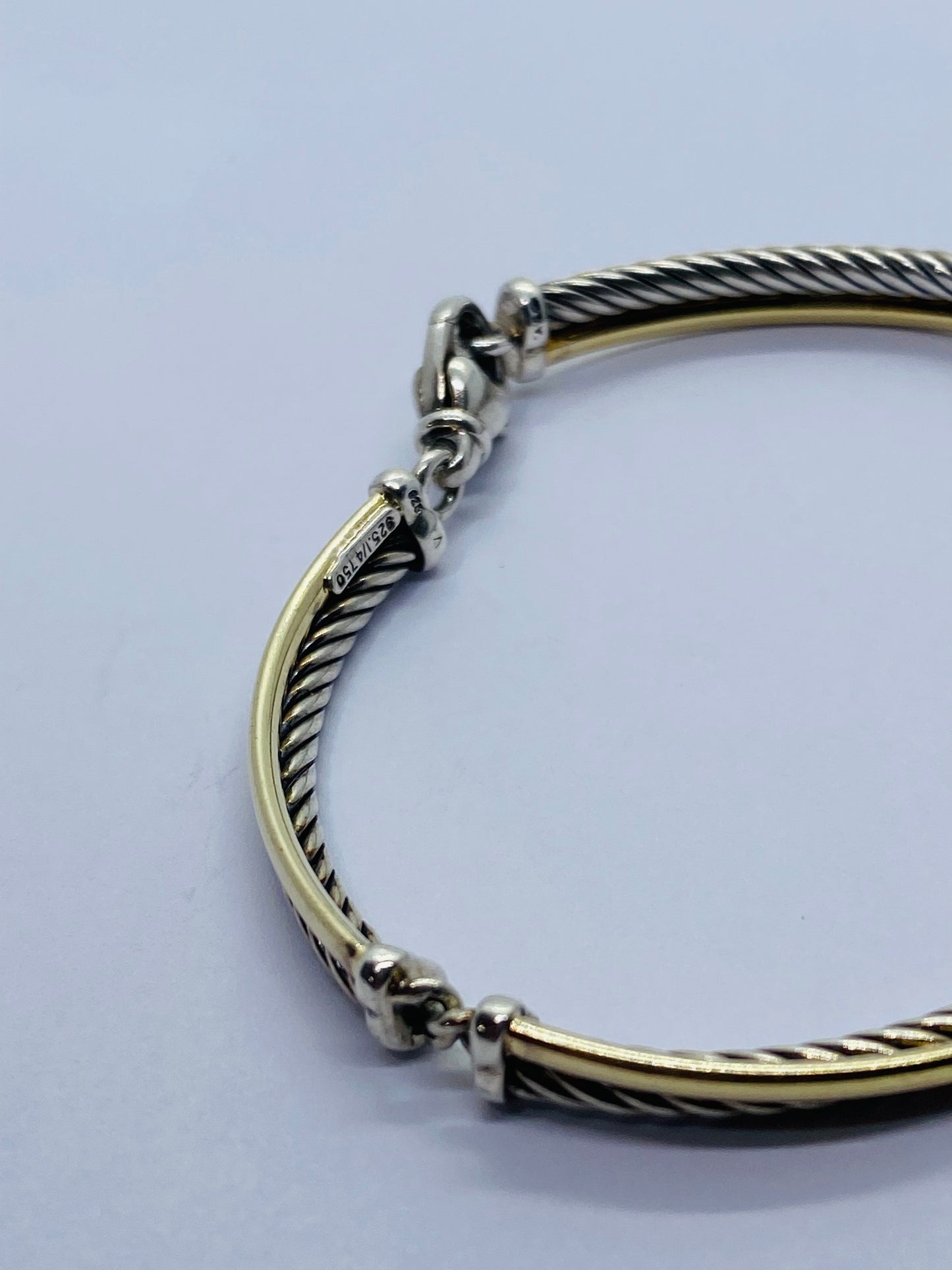 DAVID YURMAN 4mm Linked Crossover Bracelet Silver 925 18k Gold SZ 6.25”