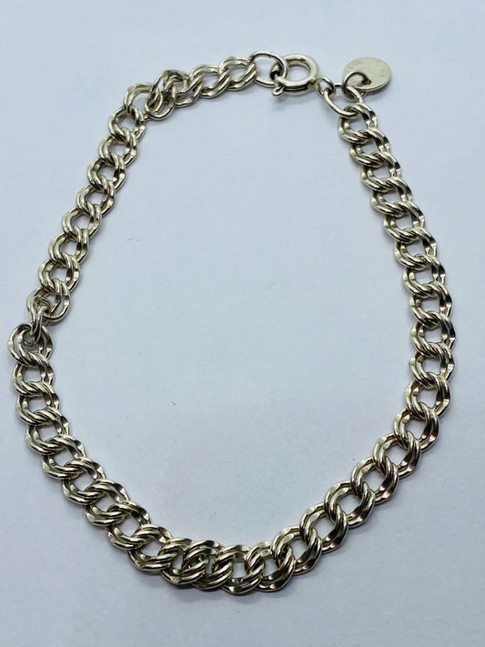 Tiffany & Co. Sterling Silver Double Chain Link  Charm Bracelet 925