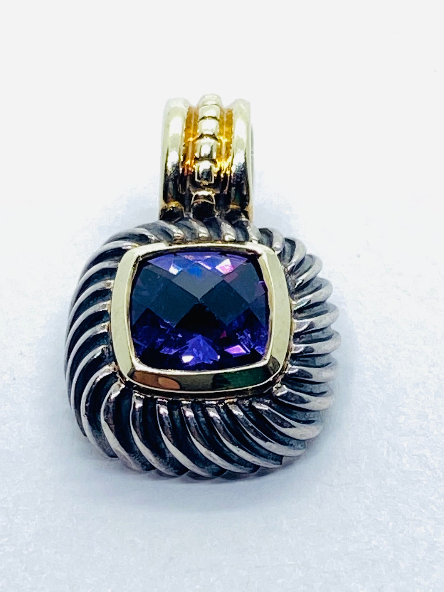 DAVID YURMAN 14KT GOLD & STERLING SILVER AMETHYST ALBION ENHANCER PENDANT