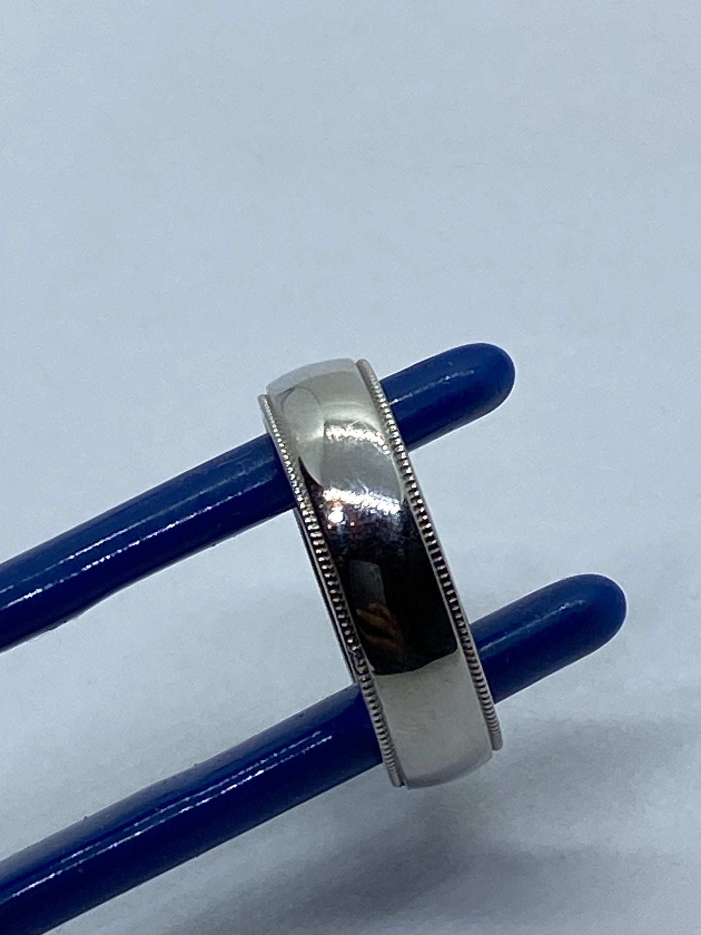 Tiffany & Co. Platinum Double Milgrain 6mm Wide Wedding Band Ring Size 8.25