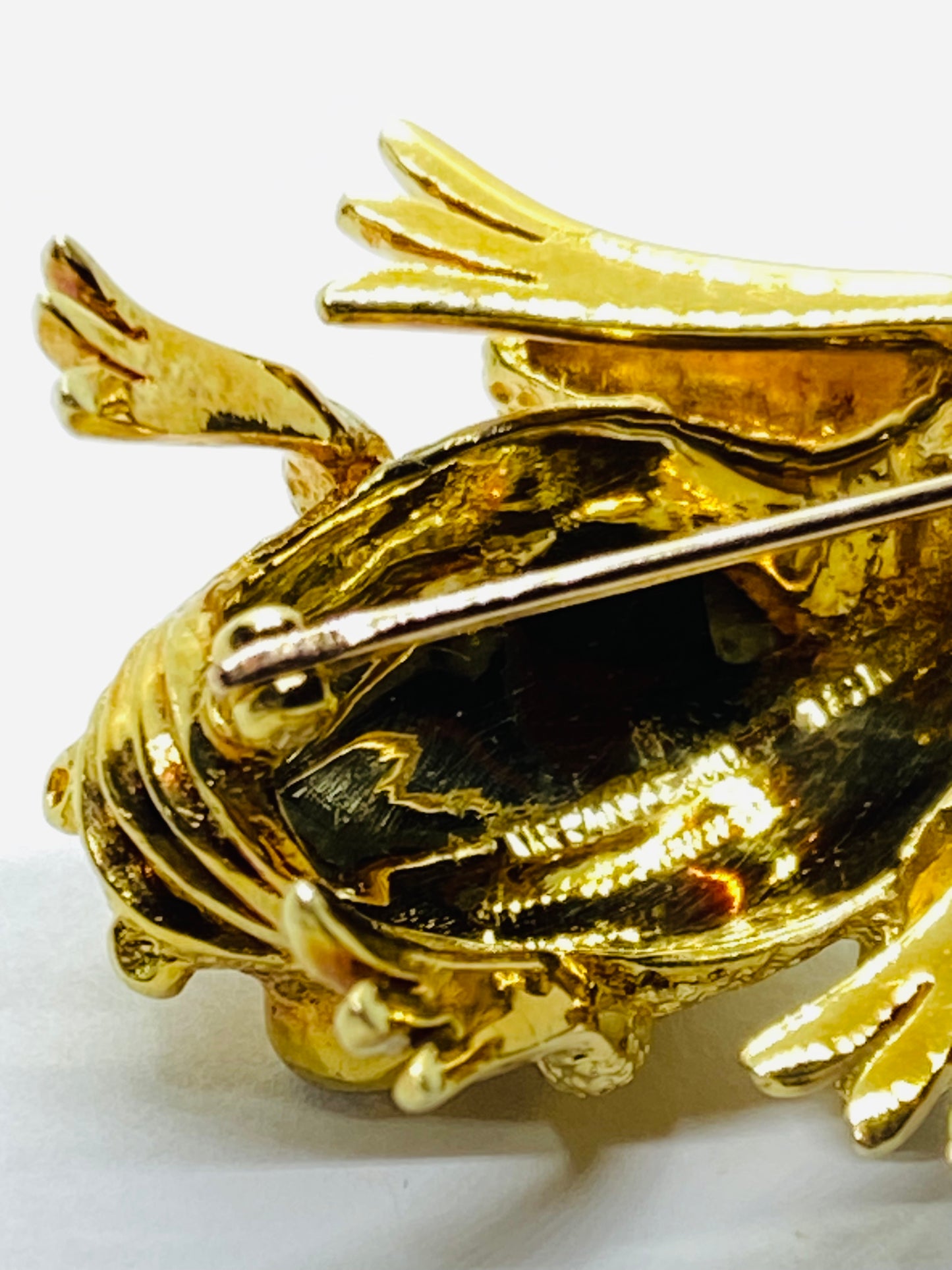 Tiffany & Co. 18K Frog Brooch/Pin Diamond Eyes Large 30x25MM Heavy Box Pouch