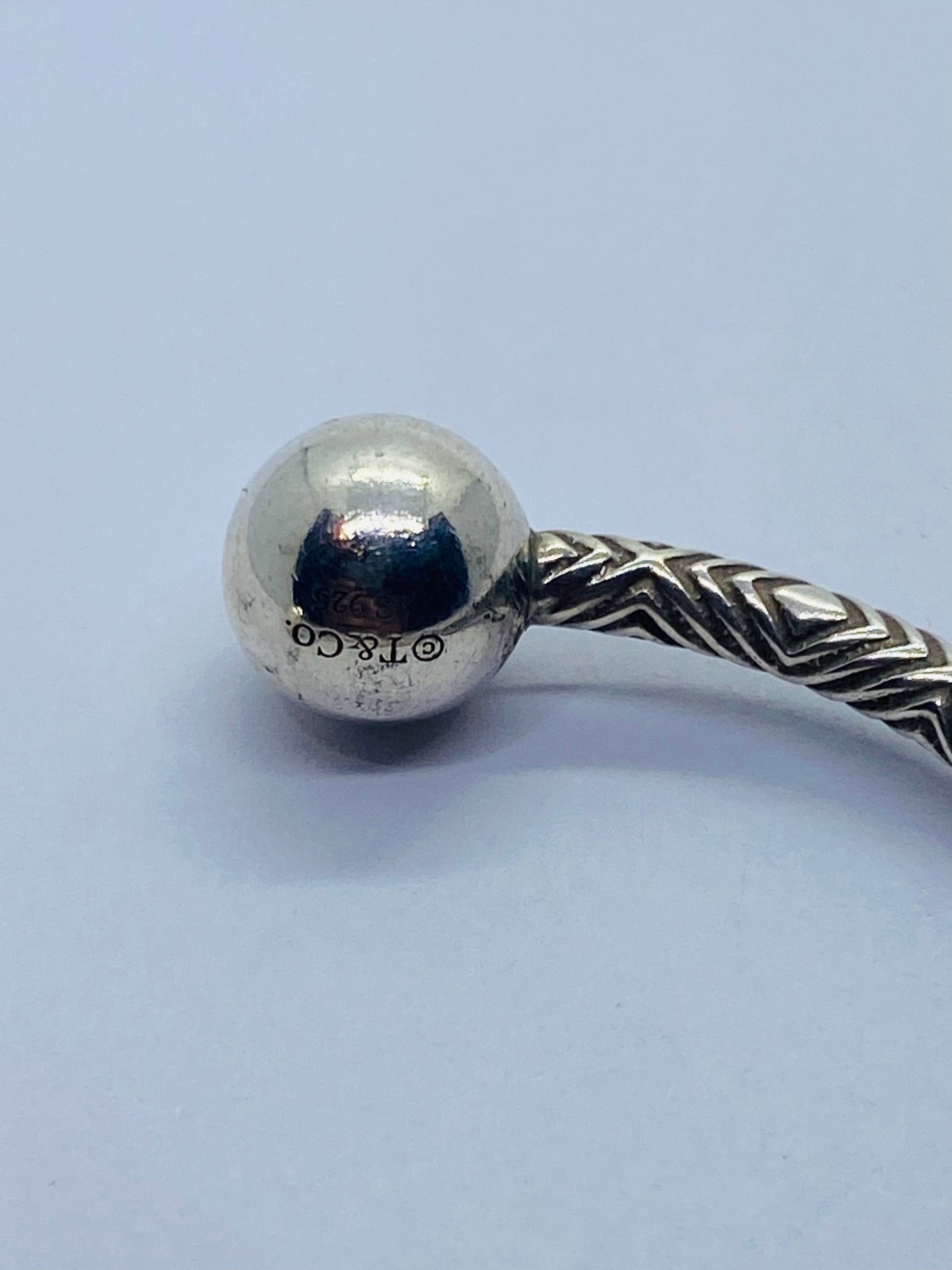 Tiffany & Co. Textured HardWear Ball Cuff Bracelet Sterling Silver 925 SMALL 5.5