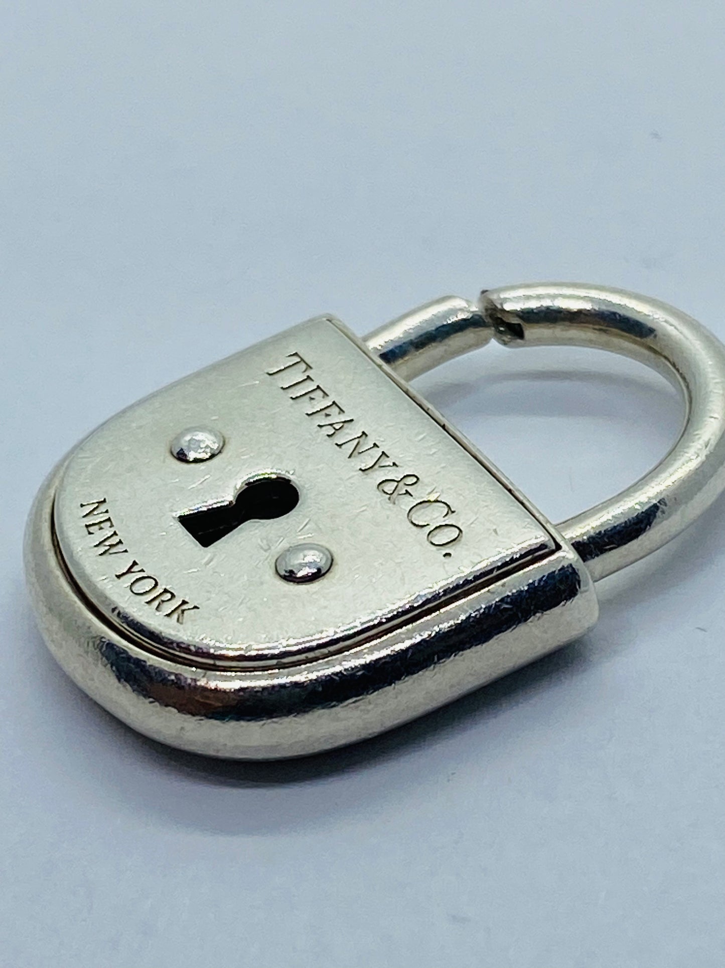 Tiffany Co Sterling Silver Arc Padlock Lock Keyhole Oval Charm Pendant