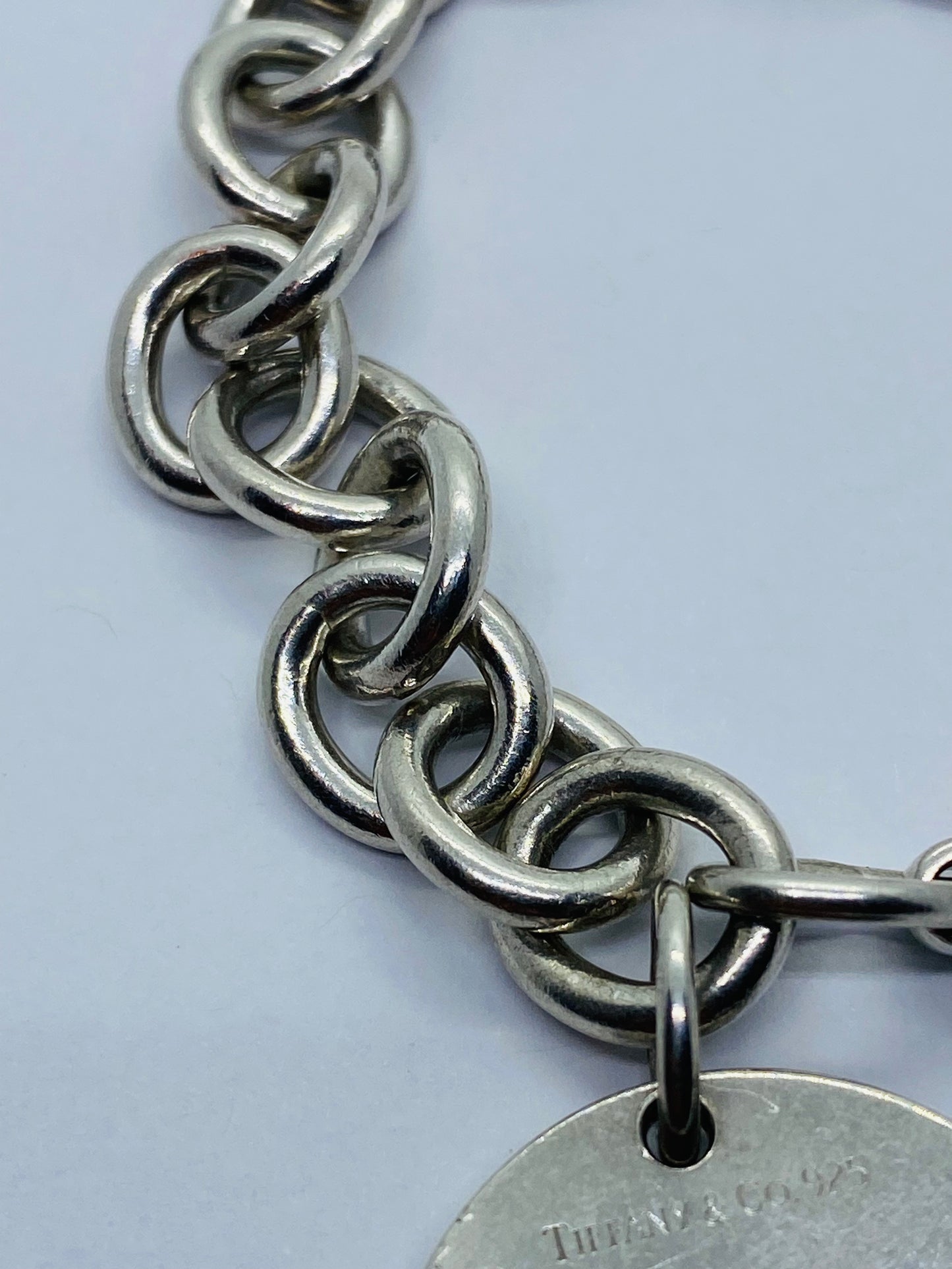 Tiffany & Co. Sterling Silver Round Tag Bracelet 7 1/2