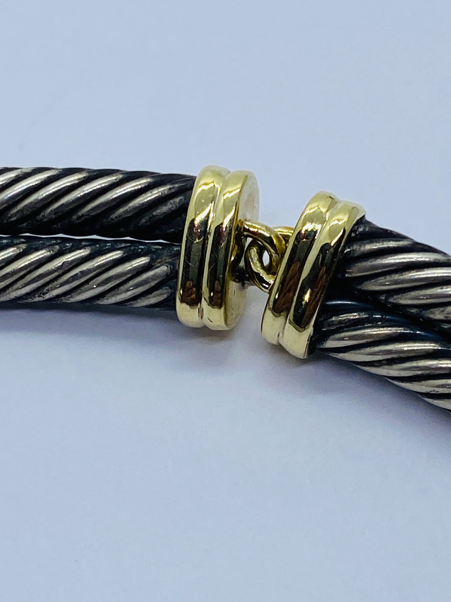 10MM David Yurman Silver and 14k Yellow Gold Double Cable Collar Necklace 113G