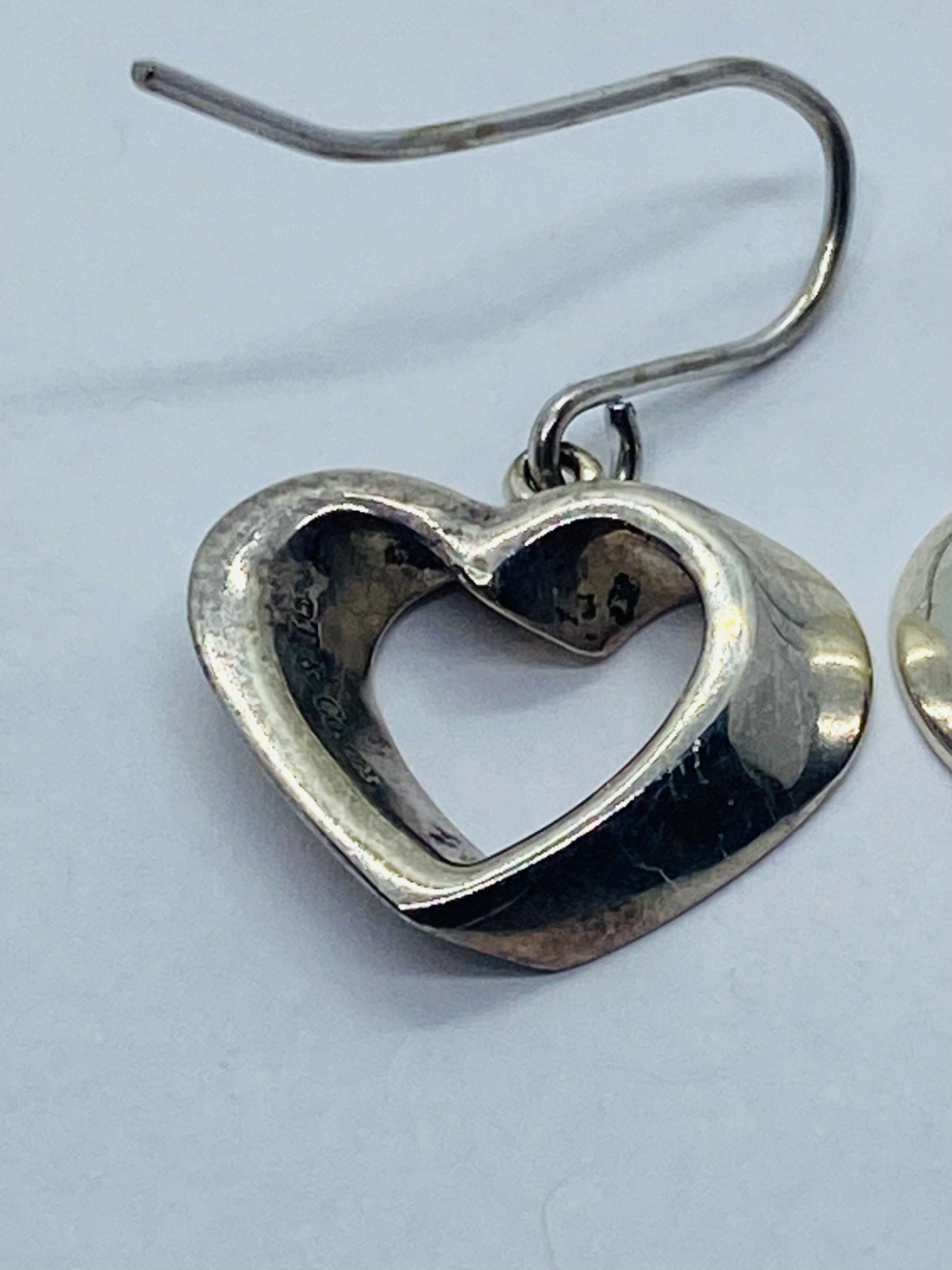 Tiffany & Co Silver Modern Geometric Heart Dangle Dangling Earrings With