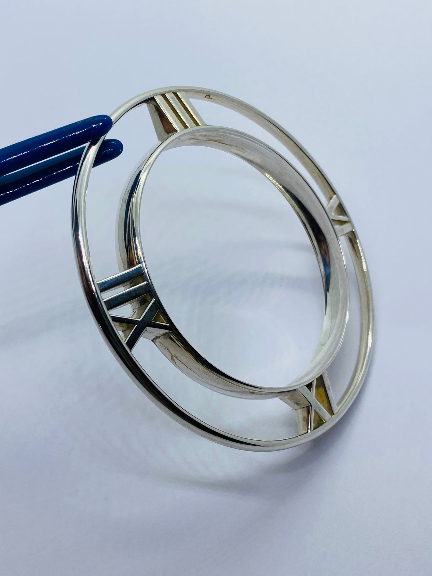 Tiffany & Co Sterling Silver 925 ATLAS Horizontal Bangle s.M Tapered Bracelet