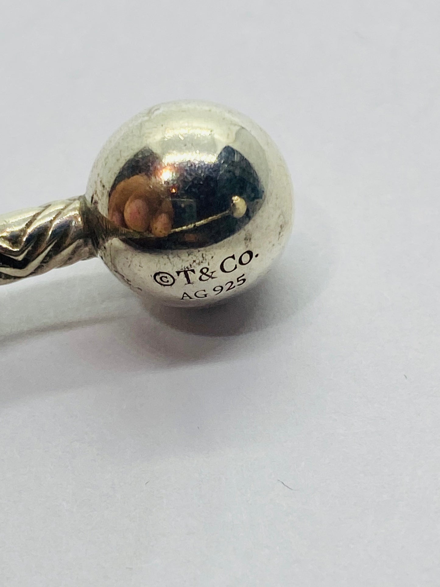 Tiffany & Co. Textured HardWear Ball Cuff Bracelet Sterling Silver 925 SMALL 5.5
