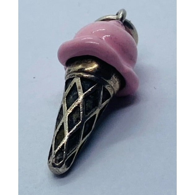Tiffany & Co. Pink Enamel Ice Cream Cone Charm Pendant