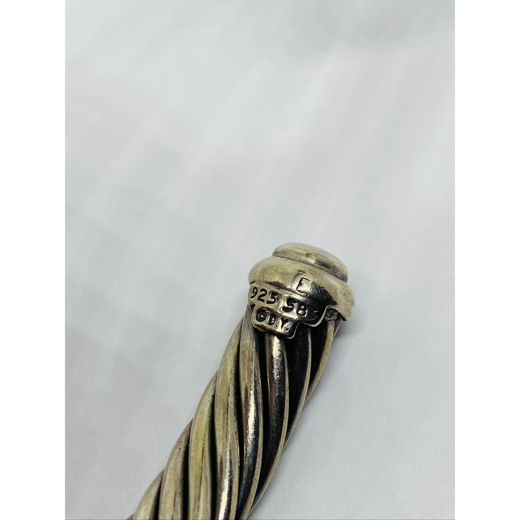 David Yurman Twisted Cable Cuff Bracelet 925 Silver & 14k Gold Peridot (chipped)