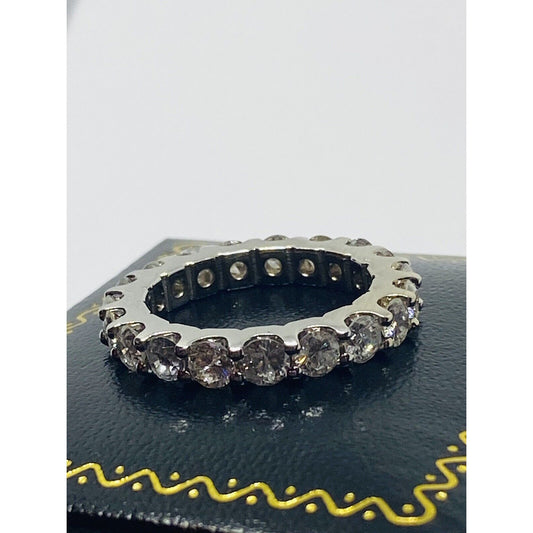 18K White Gold 3.23TCW diamond eternity band ring size 6 Mint Condition