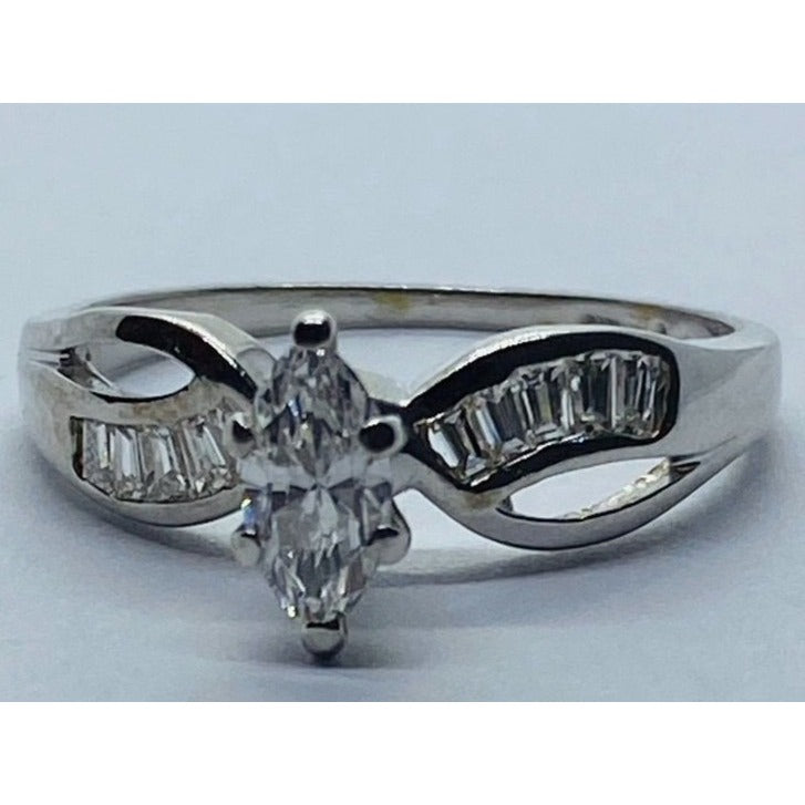 14K White Gold Engagement Ring .45 TCW Size 5.5