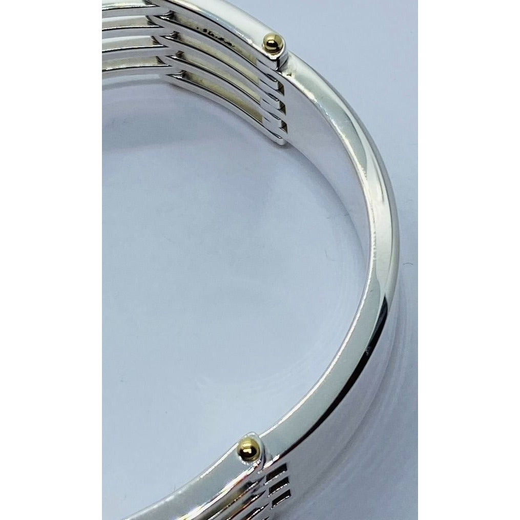 Tiffany & Co. Sterling Silver 18K 750 Yellow Gold ID Bar Gatelink Bracelet 7”