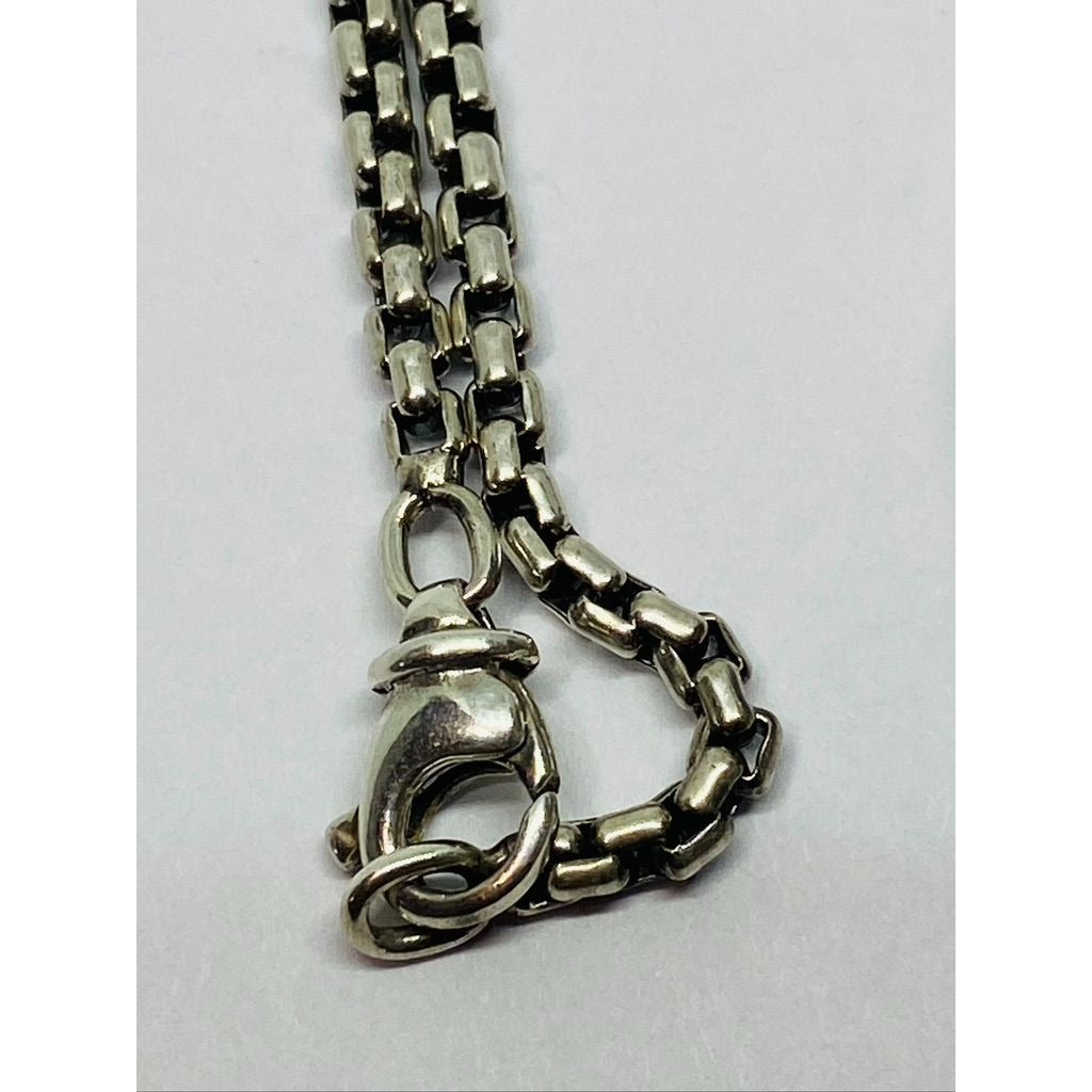 David Yurman Black Diamond and Ruby Skull Wave Chain Pendant Necklace (READ)